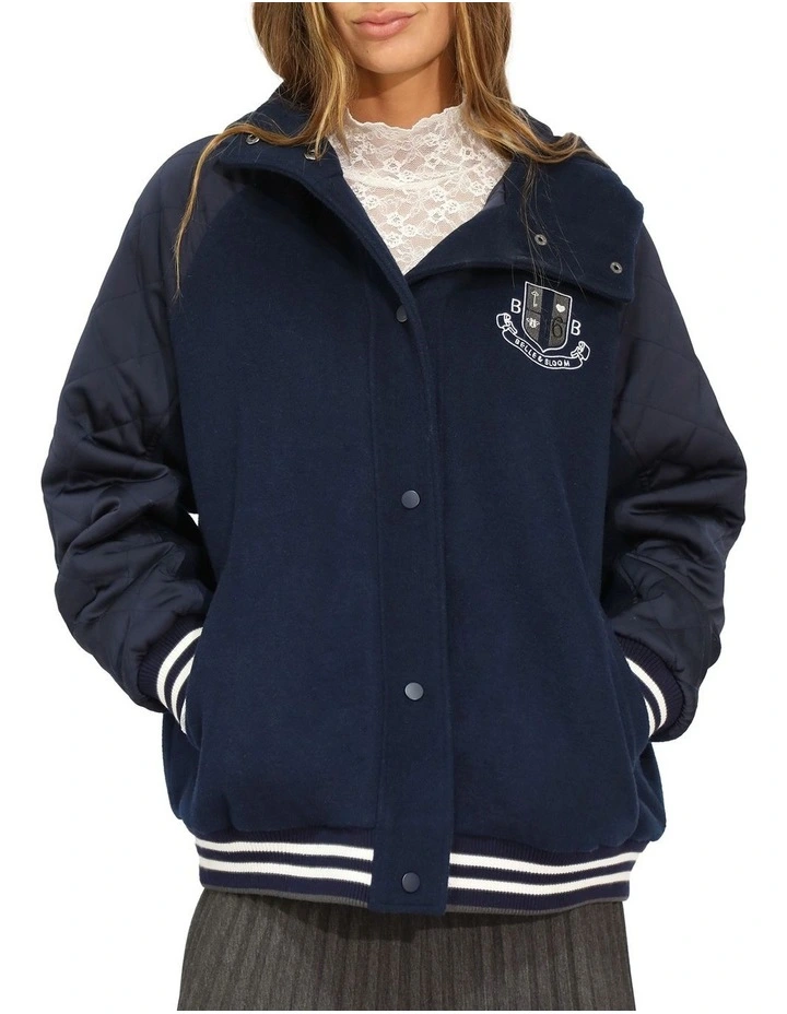 Remix Bomber Varsity Jacket in Navy image 4