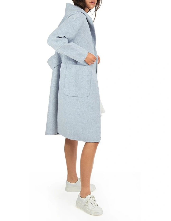 Walk This Way Wool Blend Oversized Coat in Light Blue image 2