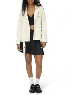Cool Nights Cropped Trench Coat in Off White