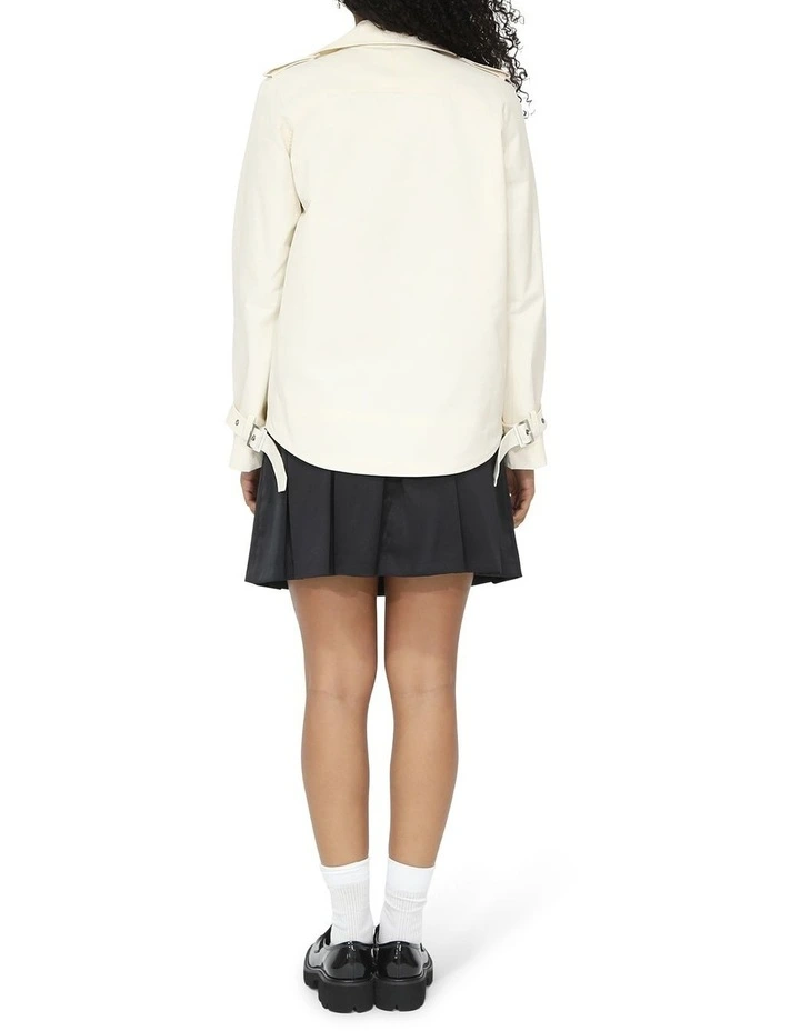 Cool Nights Cropped Trench Coat in Off White image 5