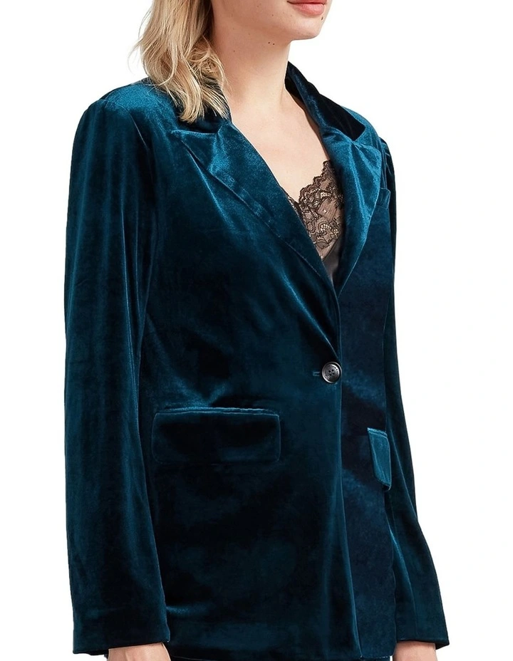 Eternity Velvet Blazer in Dark Teal image 2