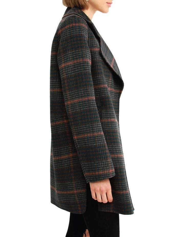 Ex-Boyfriend Wool Blend Oversized Jacket in Brown Plaid image 2