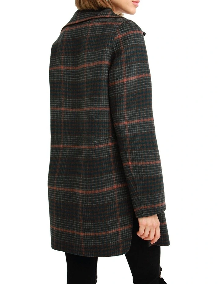 Ex-Boyfriend Wool Blend Oversized Jacket in Brown Plaid image 3