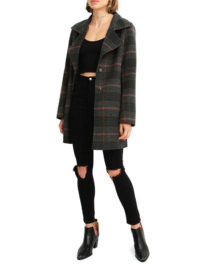 Ex-Boyfriend Wool Blend Oversized Jacket in Brown Plaid image 4