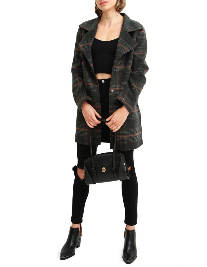 Ex-Boyfriend Wool Blend Oversized Jacket in Brown Plaid image 5