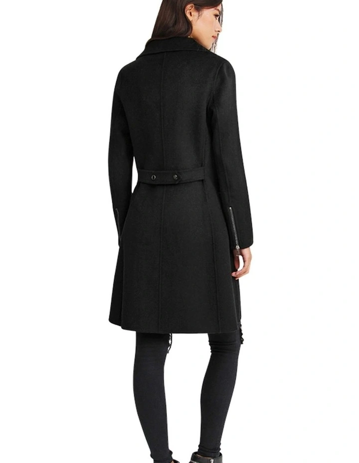 Last Chance Wool Blend Moto Coat in Black image 5