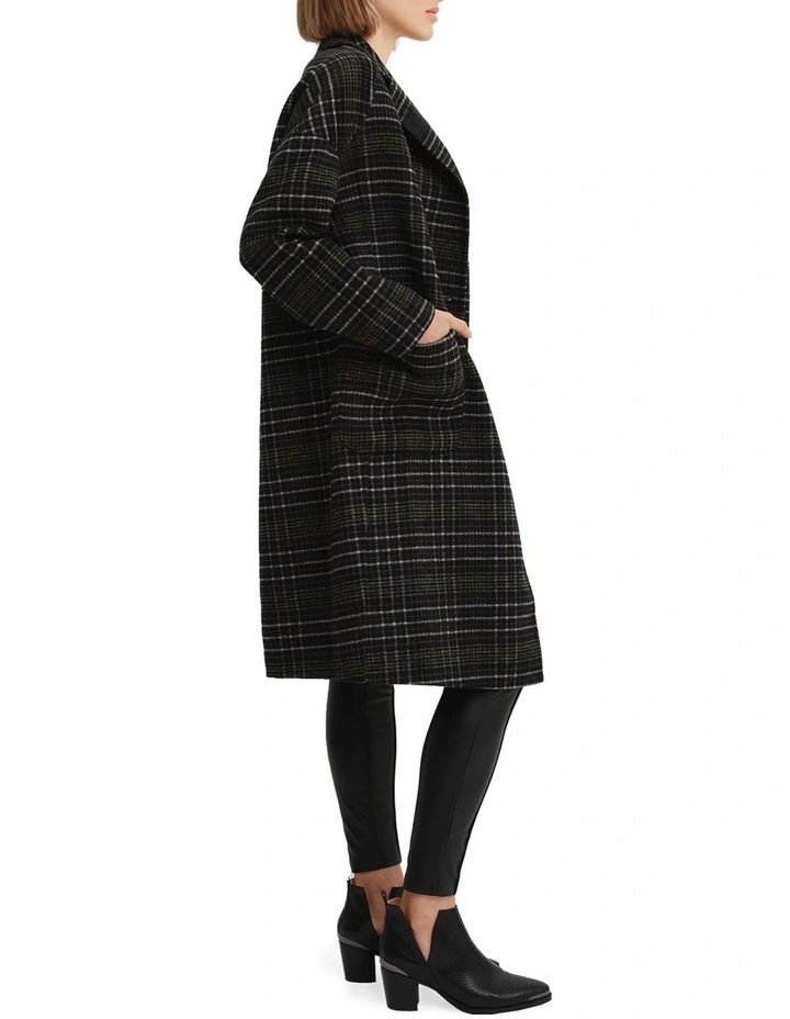 Publisher Double-Breasted Wool Blend Coat in Black Plaid image 2