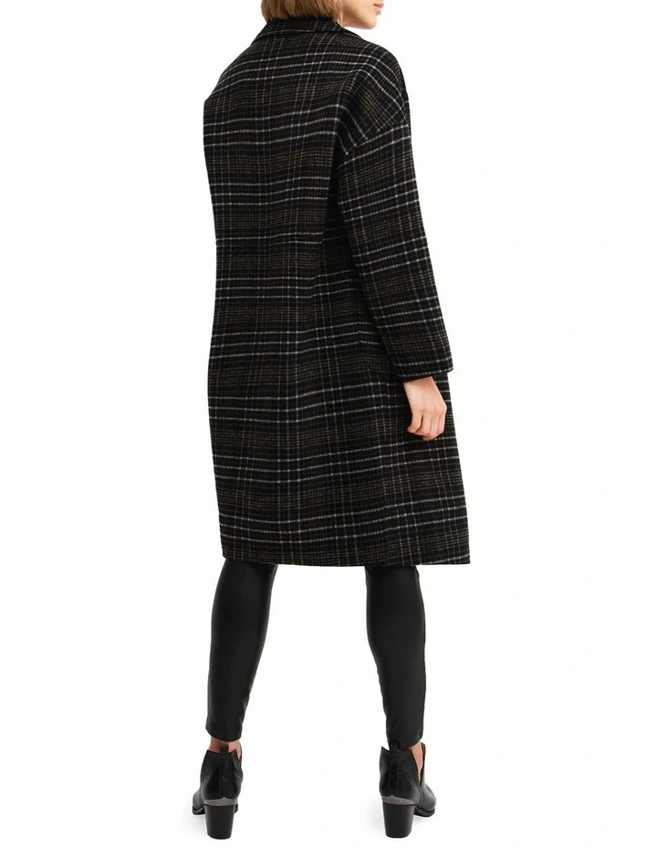 Publisher Double-Breasted Wool Blend Coat in Black Plaid image 3