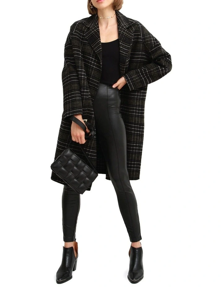 Publisher Double-Breasted Wool Blend Coat in Black Plaid image 5