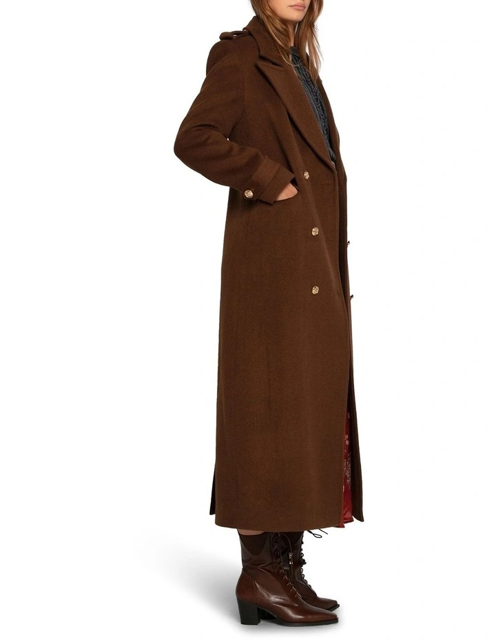 Command Wool Blend Double Breast Maxi Coat in Chocolate image 3