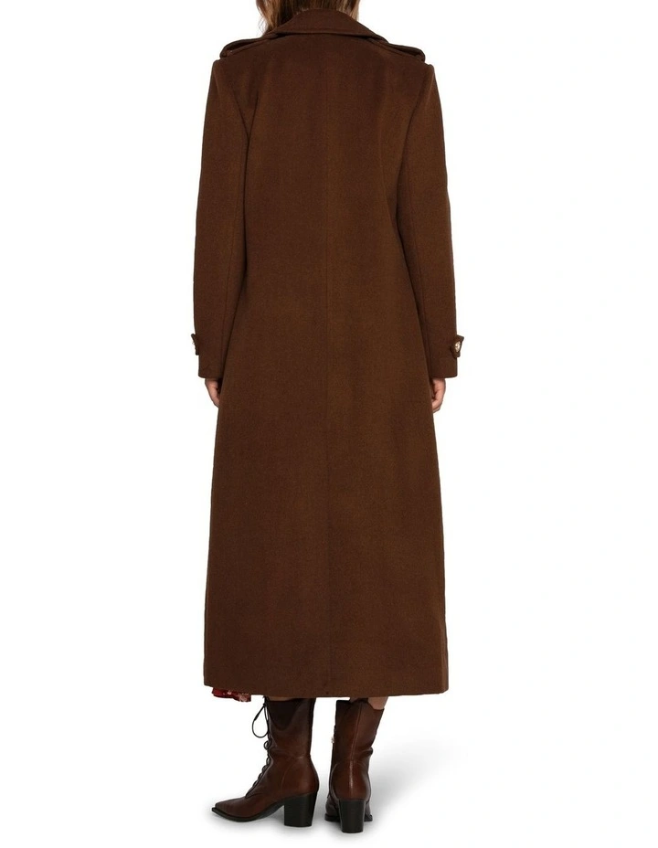 Command Wool Blend Double Breast Maxi Coat in Chocolate image 4