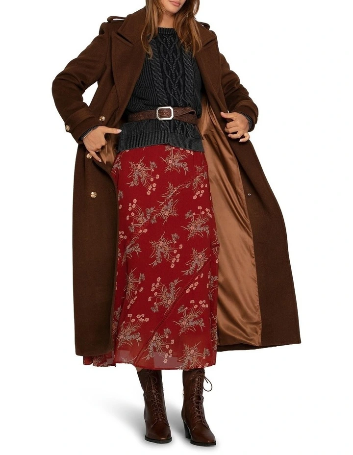Command Wool Blend Double Breast Maxi Coat in Chocolate image 6