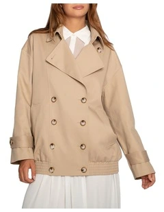 Weekend Trench Bomber Jacket in Tan