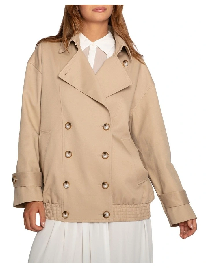 Weekend Trench Bomber Jacket in Tan image 1
