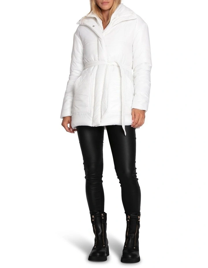Moonrise Belted Puffer Jacket in Off White image 2