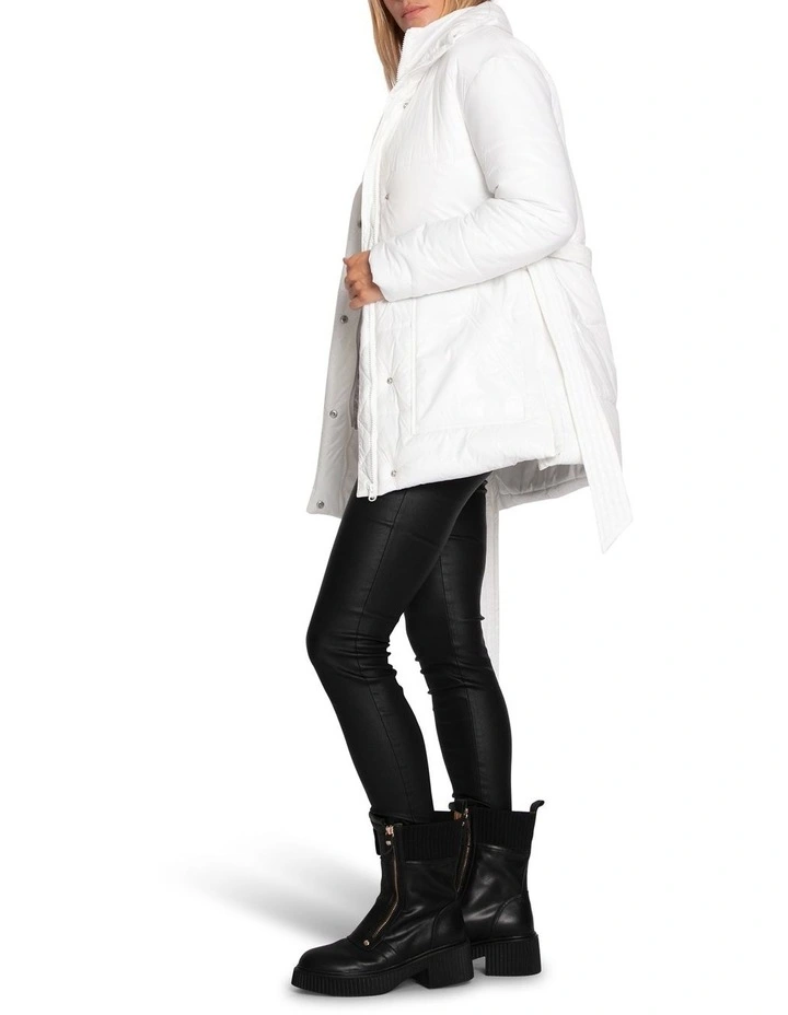 Moonrise Belted Puffer Jacket in Off White image 3