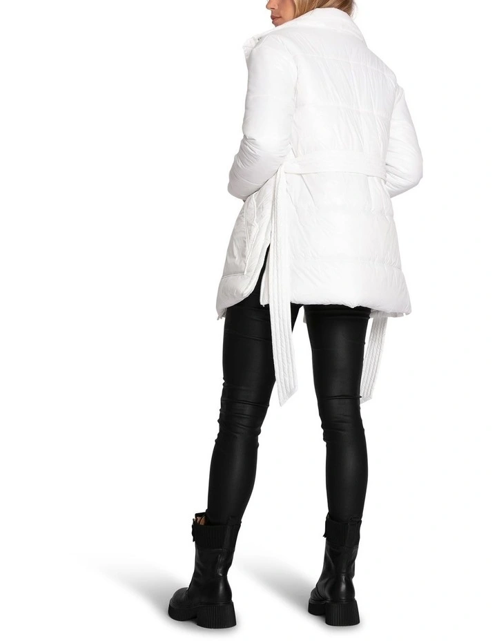 Moonrise Belted Puffer Jacket in Off White image 4