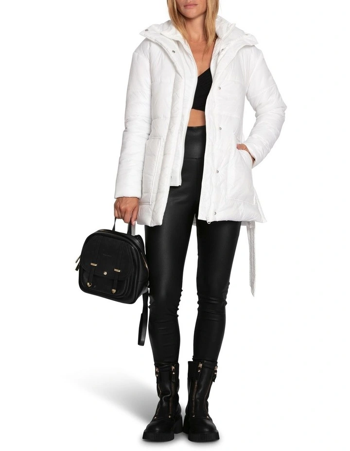 Moonrise Belted Puffer Jacket in Off White image 5