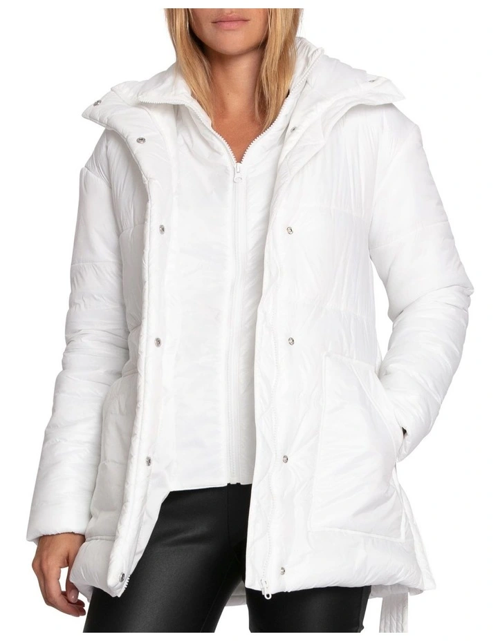 Moonrise Belted Puffer Jacket in Off White image 6