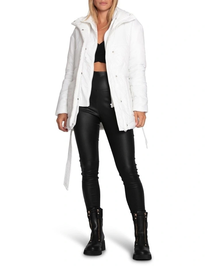 Moonrise Belted Puffer Jacket in Off White image 7