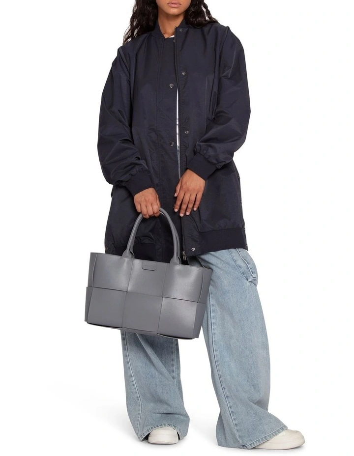 Chasing You Long Bomber Jacket in Navy image 5