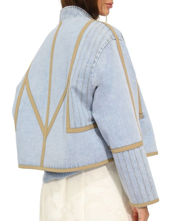 Free And Forward Quilted Denim Jacket in Light Denim Wash image 2
