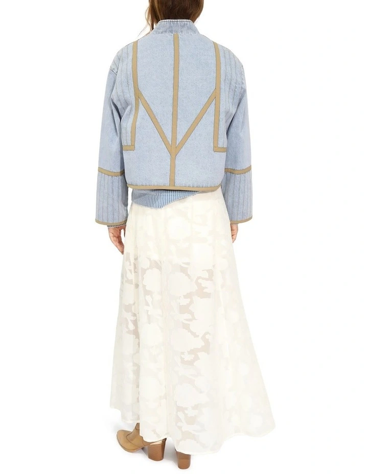 Free And Forward Quilted Denim Jacket in Light Denim Wash image 4