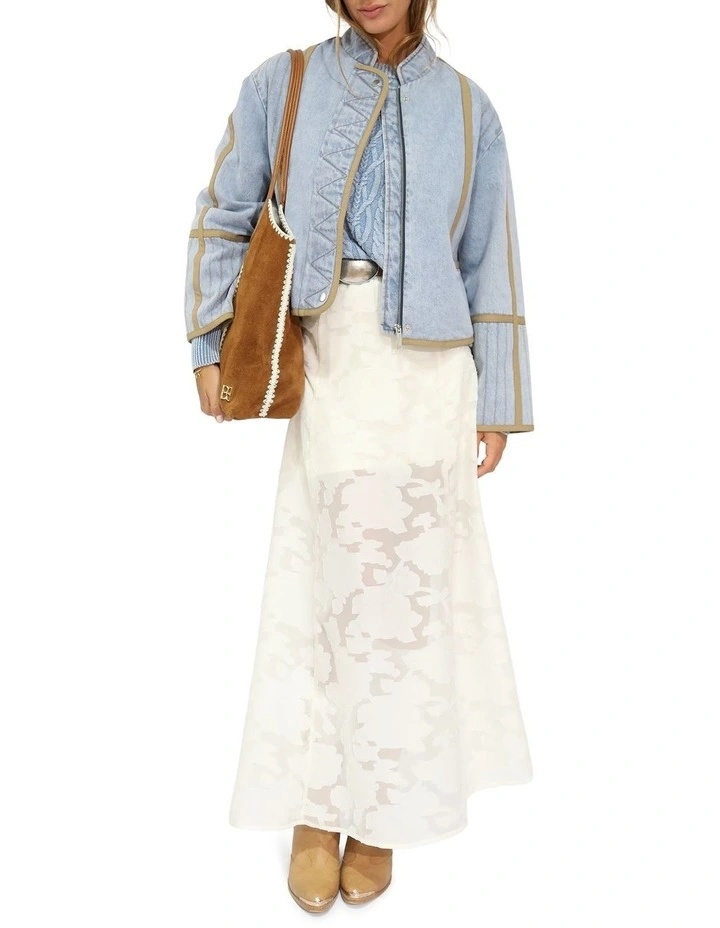 Free And Forward Quilted Denim Jacket in Light Denim Wash image 5