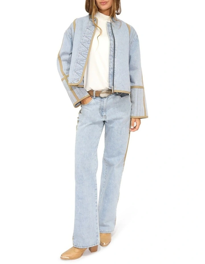 Free And Forward Quilted Denim Jacket in Light Denim Wash image 7