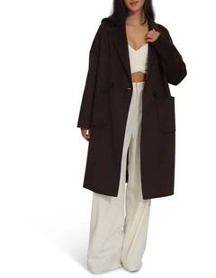 Publisher Double-Breasted Wool Blend Coat in Chocolate