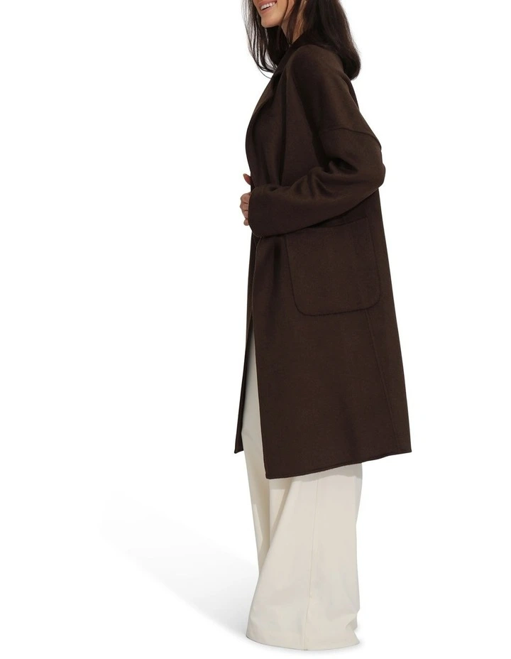 Publisher Double-Breasted Wool Blend Coat in Chocolate image 2