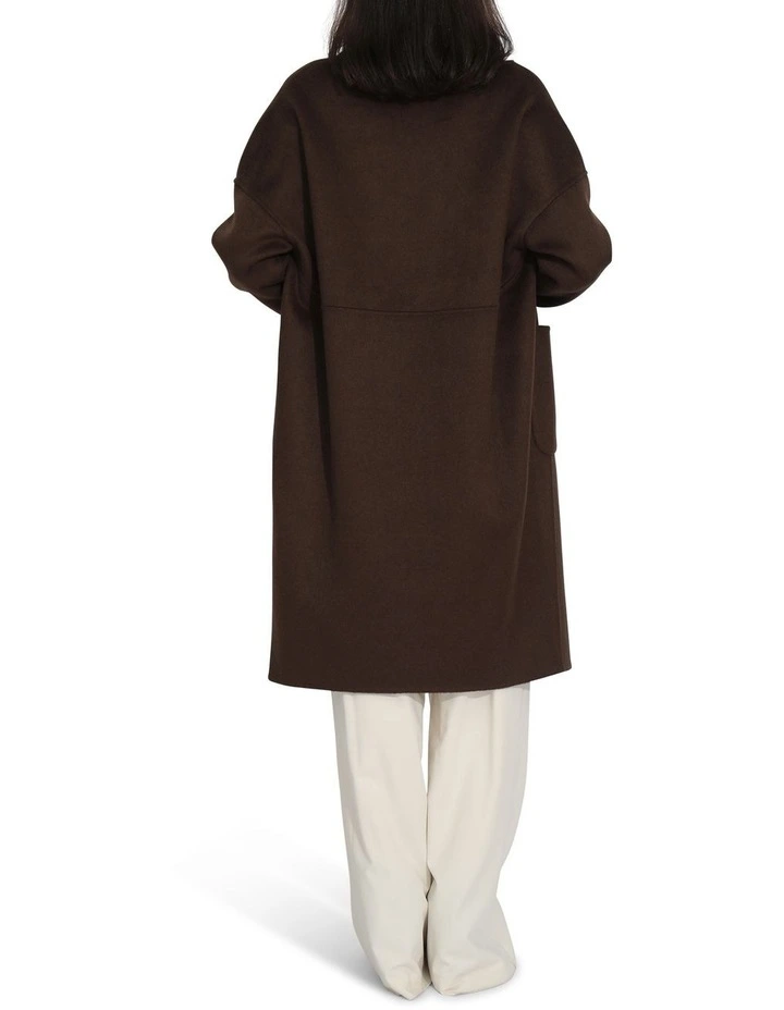 Publisher Double-Breasted Wool Blend Coat in Chocolate image 3