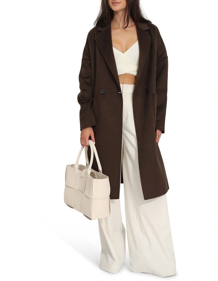 Publisher Double-Breasted Wool Blend Coat in Chocolate image 5
