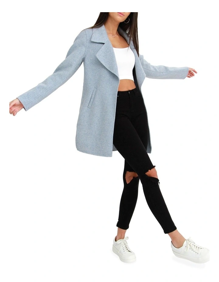 Ex-Boyfriend Wool Blend Oversized Jacket in Light Blue image 3