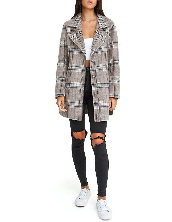 Ex-Boyfriend Wool Blend Oversized Jacket in Oat Plaid image 2