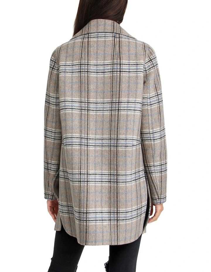 Ex-Boyfriend Wool Blend Oversized Jacket in Oat Plaid image 4
