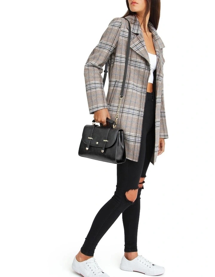Ex-Boyfriend Wool Blend Oversized Jacket in Oat Plaid image 5