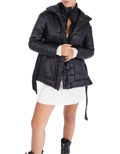Moonrise Belted Puffer Jacket in Black