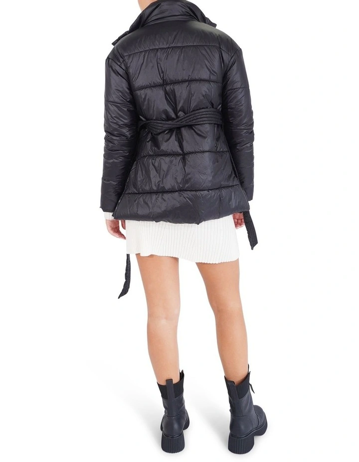 Moonrise Belted Puffer Jacket in Black image 3