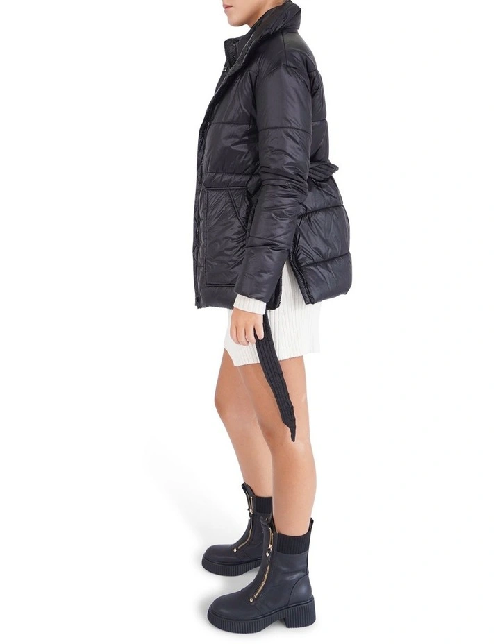 Moonrise Belted Puffer Jacket in Black image 4