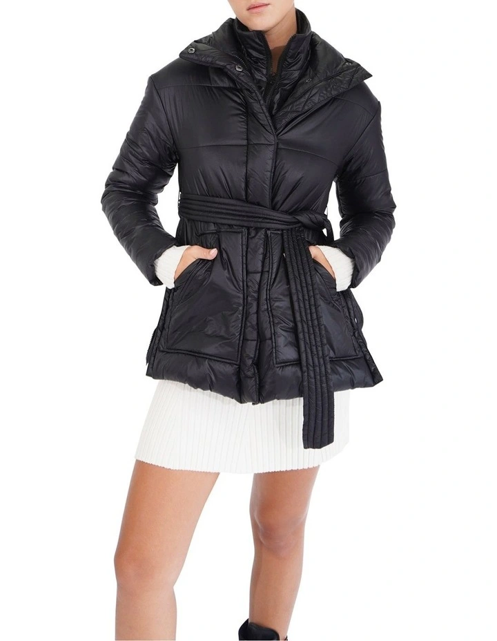 Moonrise Belted Puffer Jacket in Black image 6