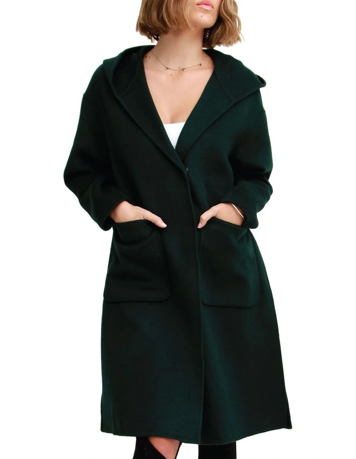 Walk This Way Wool Blend Oversized Coat in Dark Green image 5