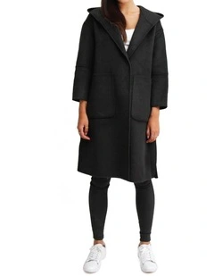 Walk This Way Wool Blend Oversized Coat in Black