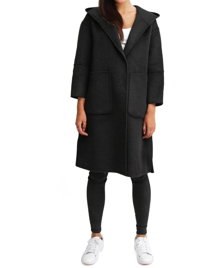 Walk This Way Wool Blend Oversized Coat in Black image 1