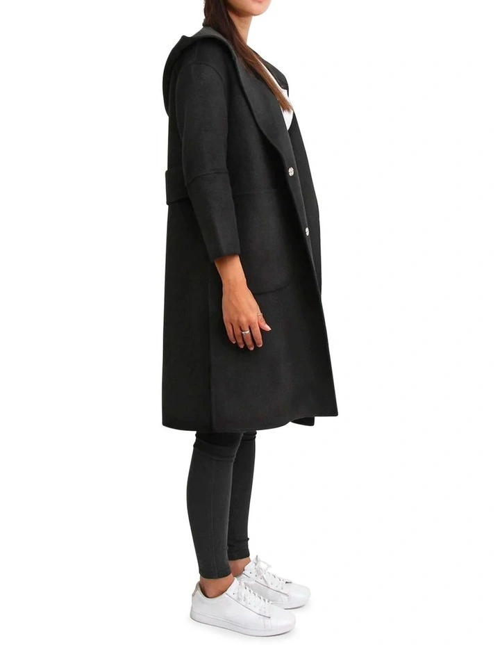 Walk This Way Wool Blend Oversized Coat in Black image 2