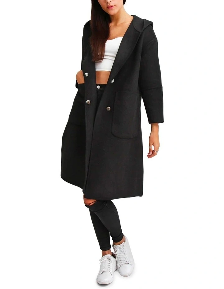 Walk This Way Wool Blend Oversized Coat in Black image 4
