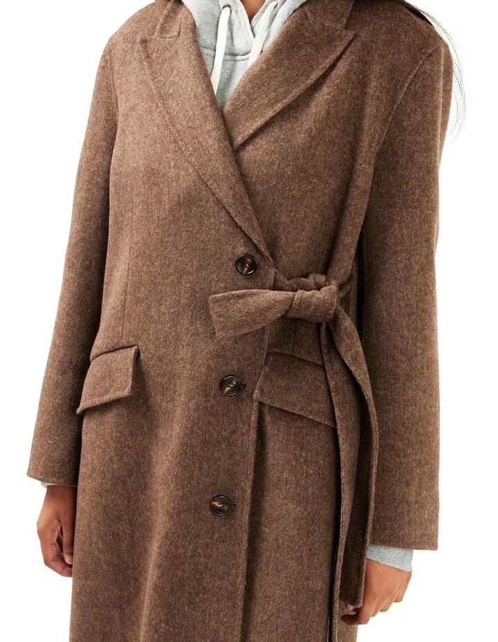 Right There Side Tie Coat in Walnut image 4