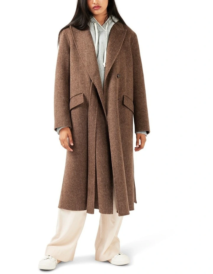 Right There Side Tie Coat in Walnut image 7