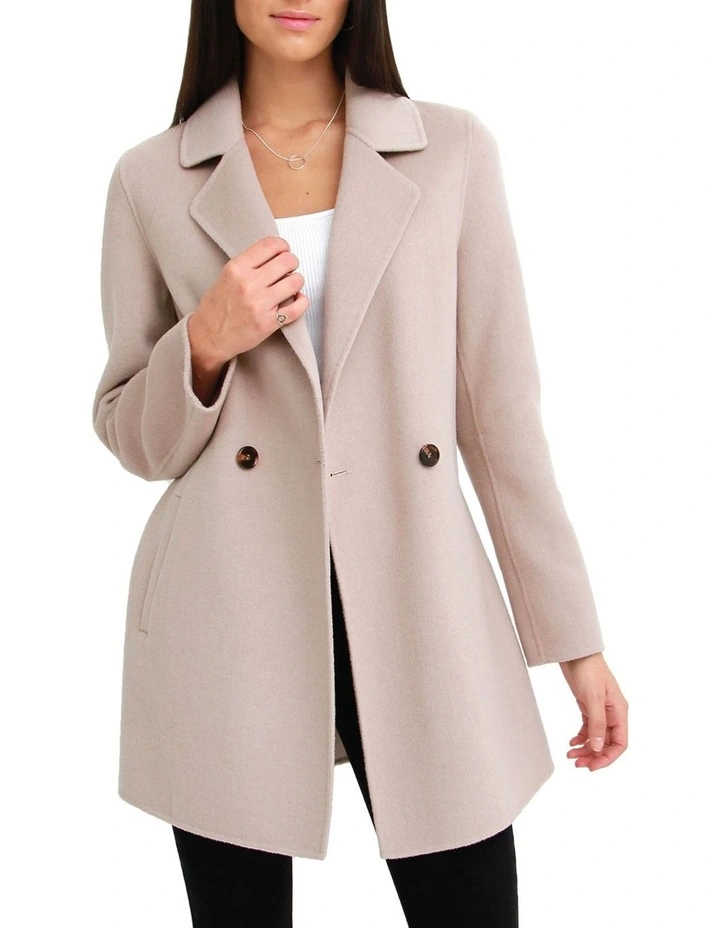 Electric Feel Drawstring Coat in Sand image 1