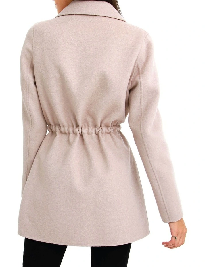 Electric Feel Drawstring Coat in Sand image 3